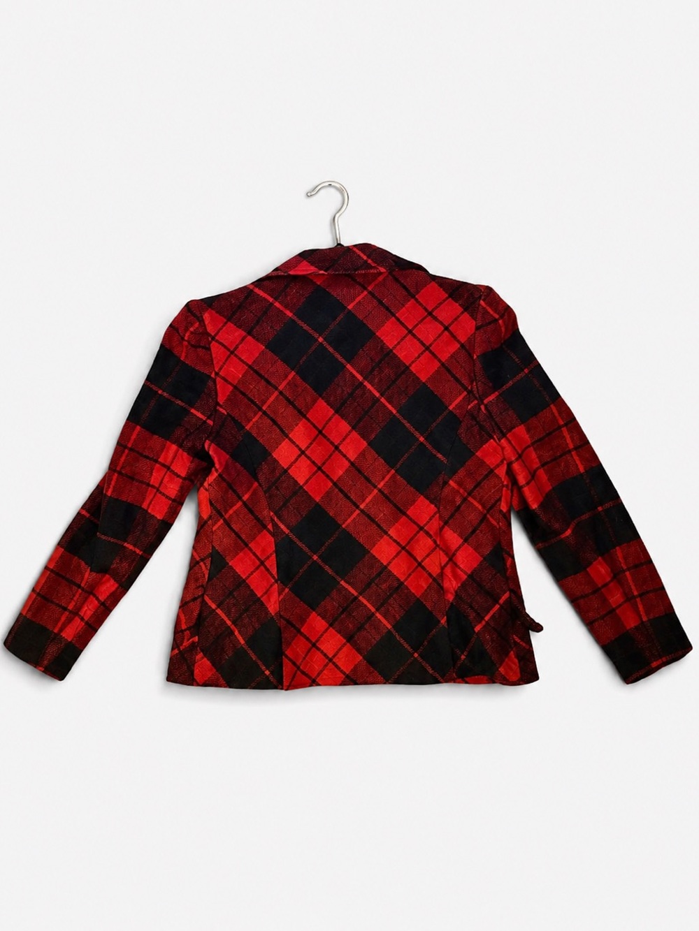 Tailor B. Moss Vintage Red Black Buffalo Plaid Blazer Jacket Size 2 - Picture 6 of 9